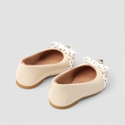 Sapatilha Infantil Gabrielinha Laço Poá Off White