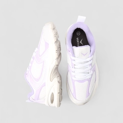 Tênis Esportivo Feminino Vertus Recortes Lilás & Branco