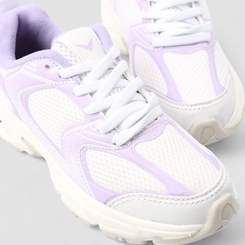 Tênis Esportivo Feminino Vertus Recortes Lilás & Branco
