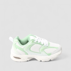 Tênis Esportivo Feminino Vertus Recortes Verde & Branco