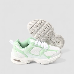 Tênis Esportivo Feminino Vertus Recortes Verde & Branco