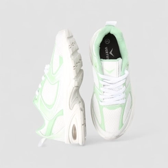 Tênis Esportivo Feminino Vertus Recortes Verde & Branco
