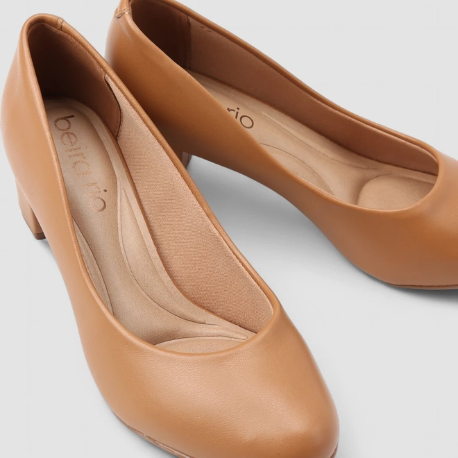 Scarpin Feminino Beira Rio Salto Grosso Caramelo