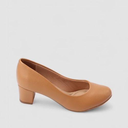 Scarpin Feminino Beira Rio Salto Grosso Caramelo