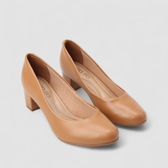 Scarpin Feminino Beira Rio Salto Grosso Caramelo