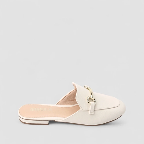 Mule Feminino Gabriela Enfeite Metálico Off White