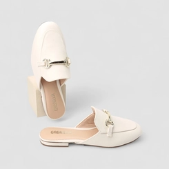 Mule Feminino Gabriela Enfeite Metálico Off White