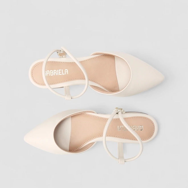Slingback Feminino Gabriela Bico Fino Off White