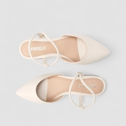 Slingback Feminino Gabriela Bico Fino Off White
