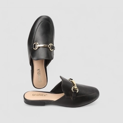 Mule Feminino Gabriela Enfeite Metálico Preto
