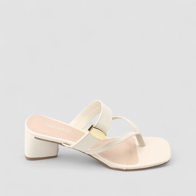 Tamanco Feminino Penélope Salto Geométrico Off White