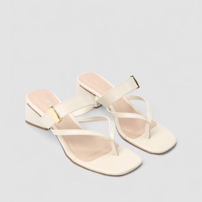 Tamanco Feminino Penélope Salto Geométrico Off White