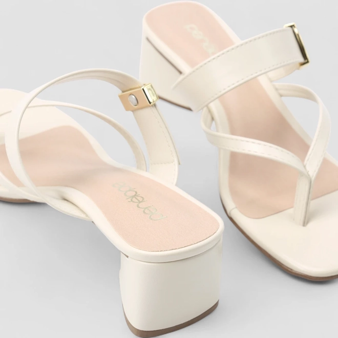 Tamanco Feminino Penélope Salto Geométrico Off White