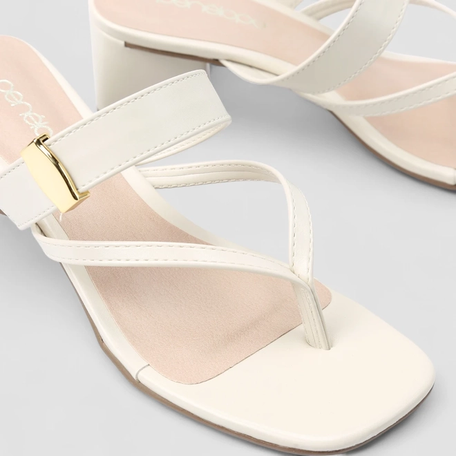 Tamanco Feminino Penélope Salto Geométrico Off White