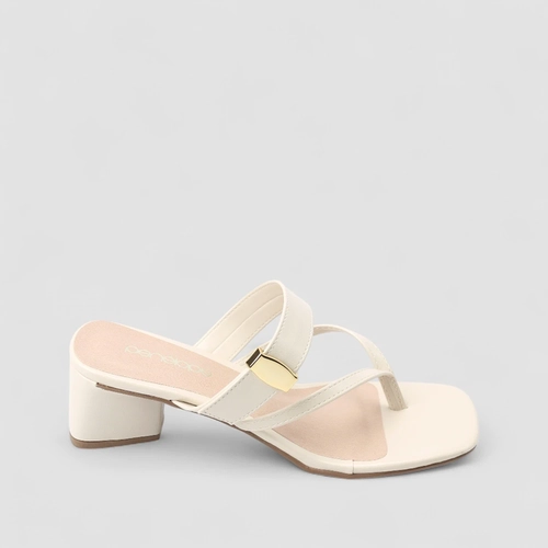 Tamanco Feminino Penélope Salto Geométrico Off White