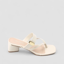 Tamanco Feminino Penélope Salto Geométrico Off White