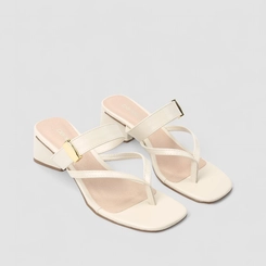 Tamanco Feminino Penélope Salto Geométrico Off White