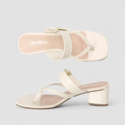 Tamanco Feminino Penélope Salto Geométrico Off White