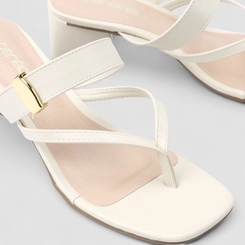 Tamanco Feminino Penélope Salto Geométrico Off White