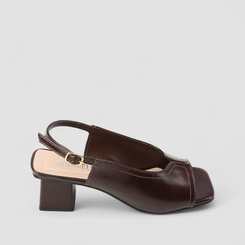 Sandália Feminina Gabriela Salto Bloco Slingback Marrom