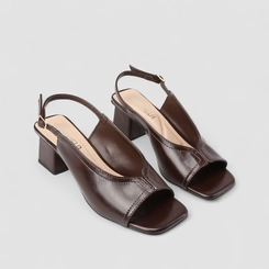 Sandália Feminina Gabriela Salto Bloco Slingback Marrom