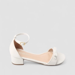 Sandália Feminina Penélope Salto Bloco Laço Off White