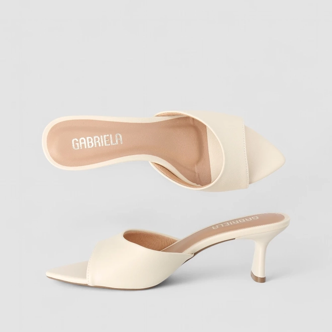 Tamanco Feminino Gabriela Salto Geométrico Off White