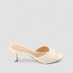 Tamanco Feminino Gabriela Salto Geométrico Off White