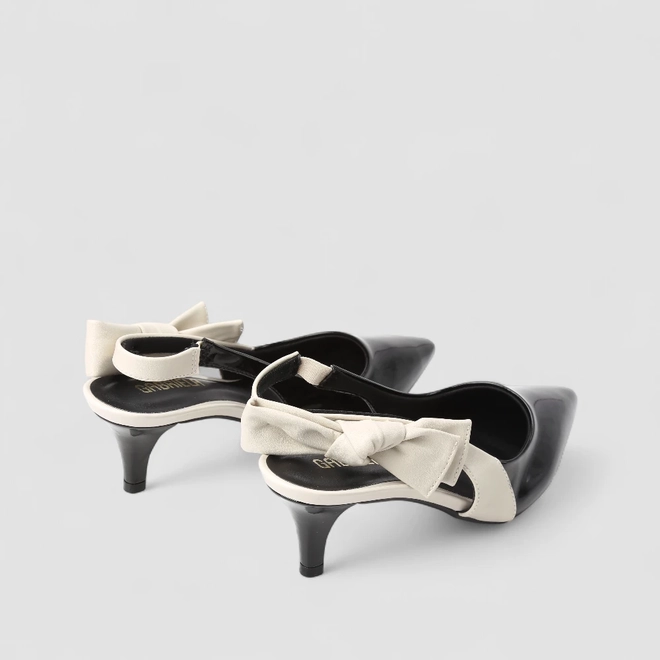 Scarpin Slingback Feminino Gabriela Verniz Detalhe Laço Preto