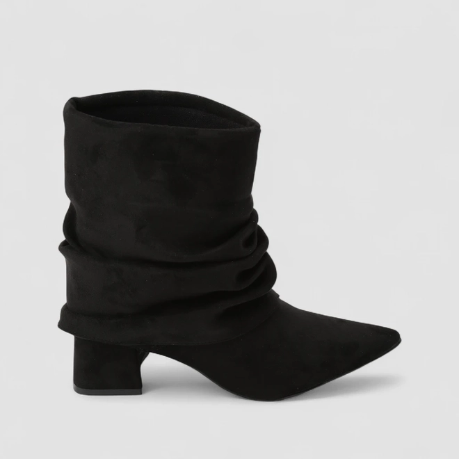 Bota Slouchy Feminina Gabriela Drapeada Detalhe Capa Preto