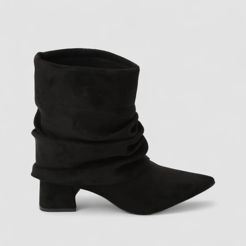 Bota Slouchy Feminina Gabriela Drapeada Detalhe Capa Preto