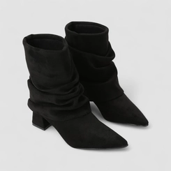Bota Slouchy Feminina Gabriela Drapeada Detalhe Capa Preto
