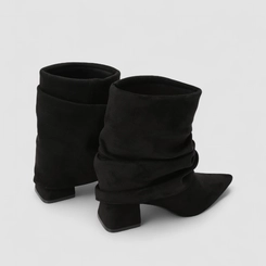 Bota Slouchy Feminina Gabriela Drapeada Detalhe Capa Preto