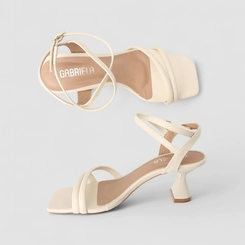 Sandália Feminina Gabriela Salto Taça Off White