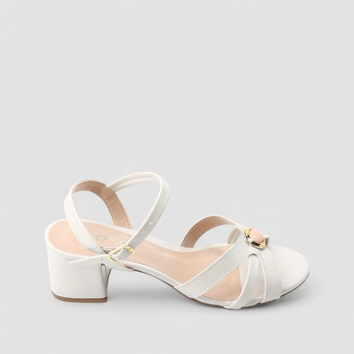 Sandália Feminina Penélope Recorte Vazado Pedraria Off White