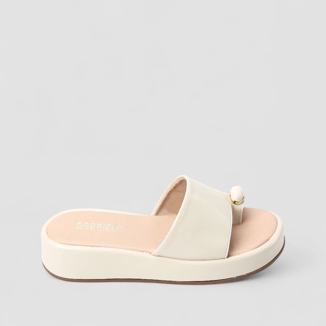 Tamanco Feminino Gabriela Flatform Detalhe Bold Off White