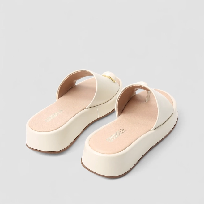 Tamanco Feminino Gabriela Flatform Detalhe Bold Off White