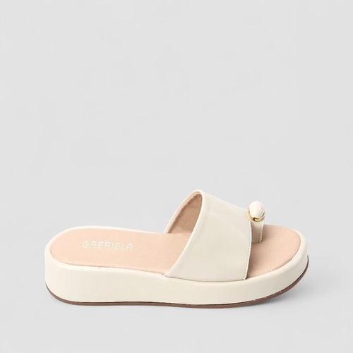 Tamanco Feminino Gabriela Flatform Detalhe Bold Off White