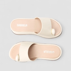 Tamanco Feminino Gabriela Flatform Detalhe Bold Off White