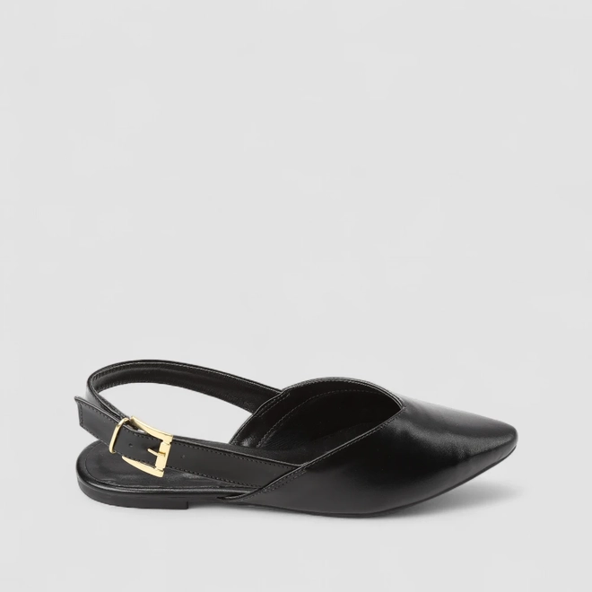 Sapatilha Slingback Feminina Gabriela Recorte Verniz Preto
