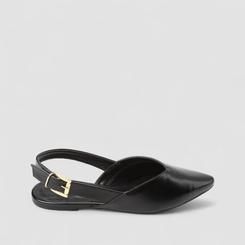 Sapatilha Slingback Feminina Gabriela Recorte Verniz Preto