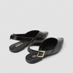 Sapatilha Slingback Feminina Gabriela Recorte Verniz Preto