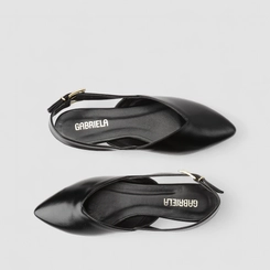 Sapatilha Slingback Feminina Gabriela Recorte Verniz Preto
