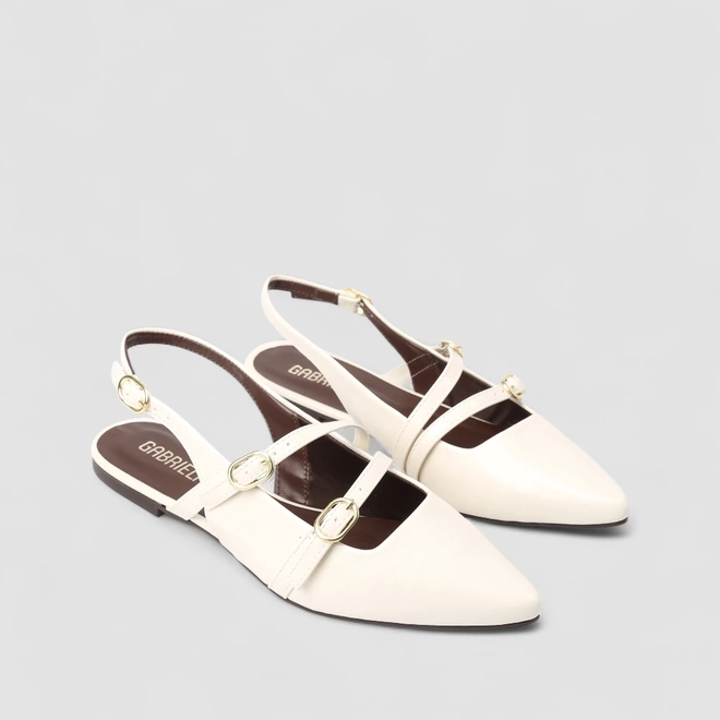 Sapatilha Slingback Feminino Gabriela Fivela Off White