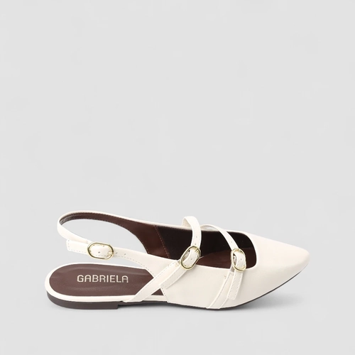 Sapatilha Slingback Feminino Gabriela Fivela Off White