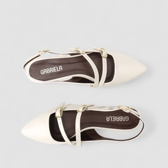 Sapatilha Slingback Feminino Gabriela Fivela Off White