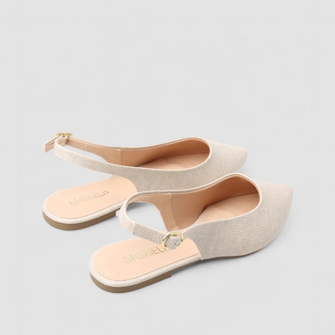 Sapatilha Slingback Feminina Gabriela Texturizado Bege
