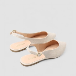 Sapatilha Slingback Feminina Gabriela Texturizado Bege