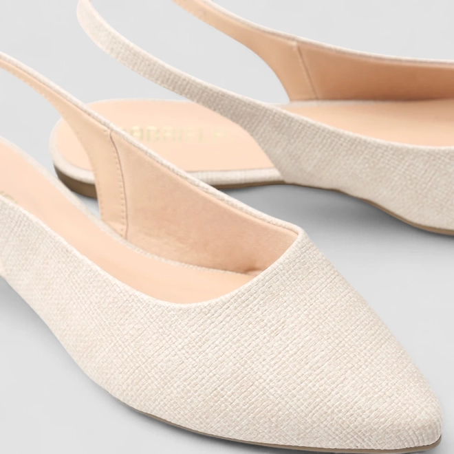 Sapatilha Slingback Feminina Gabriela Texturizado Bege