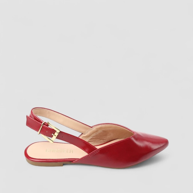 Sapatilha Slingback Feminina Gabriela Recorte Vinho
